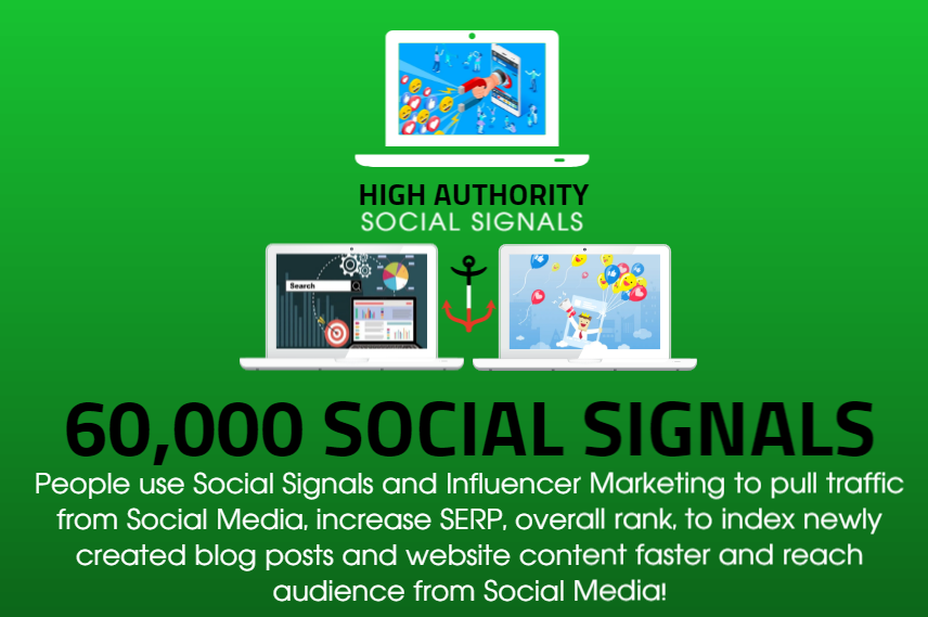 GET 60,000 SOCIAL SIGNALS, 6 SHOUTOUTS ON HIGH AUTHORITY PAGES, 6 BACKLINKS FOR TRAFFIC AND SEO RANK