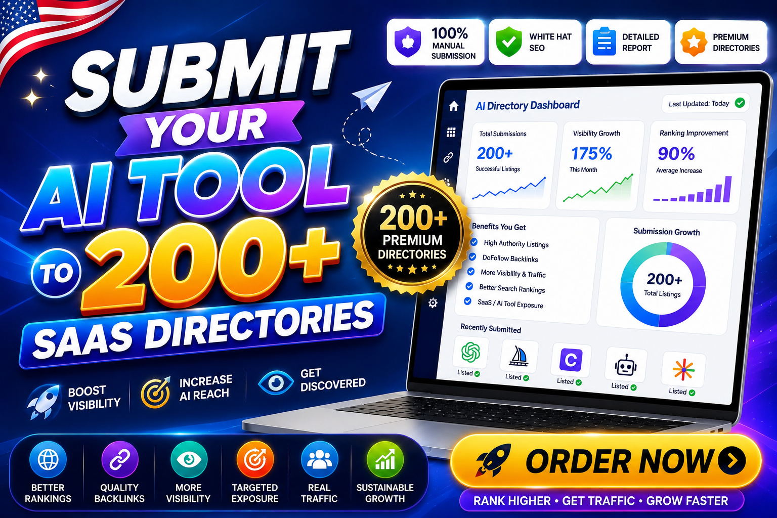 I will submit AI Tool or SaaS Product to Top 30 AI Directories