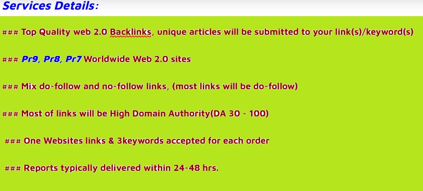 Manage 70 Pr9, Pr8, Pr7 Web2.0 Blog Backlinks for Your Websites 
