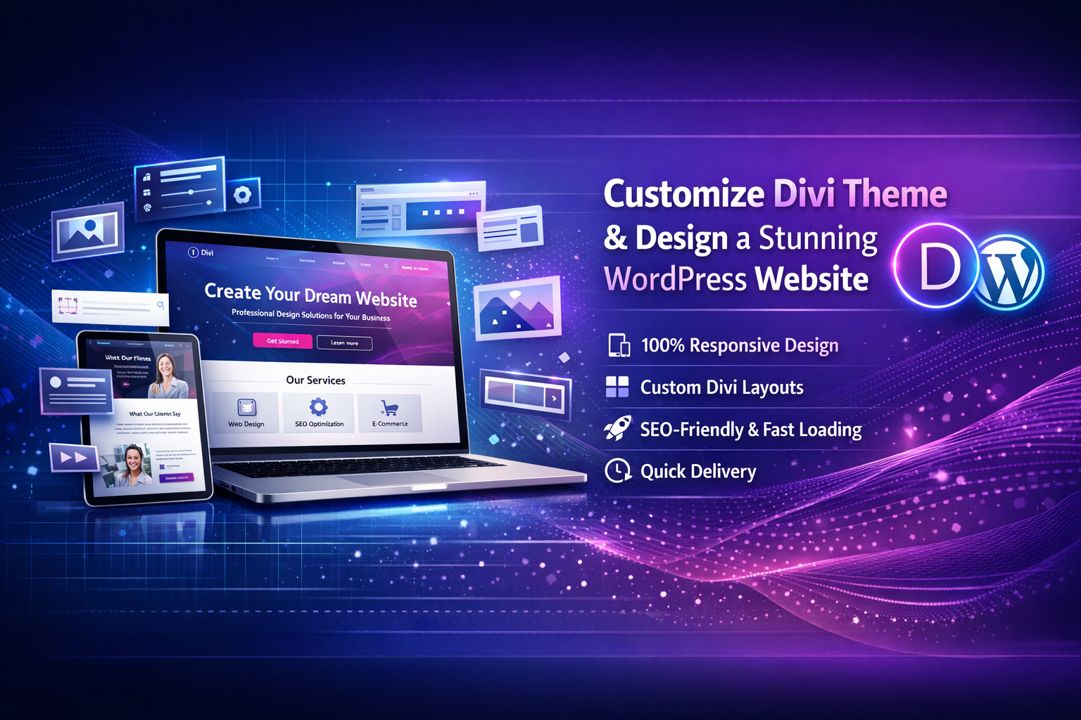 customize divi theme and design a stunning wordpress website