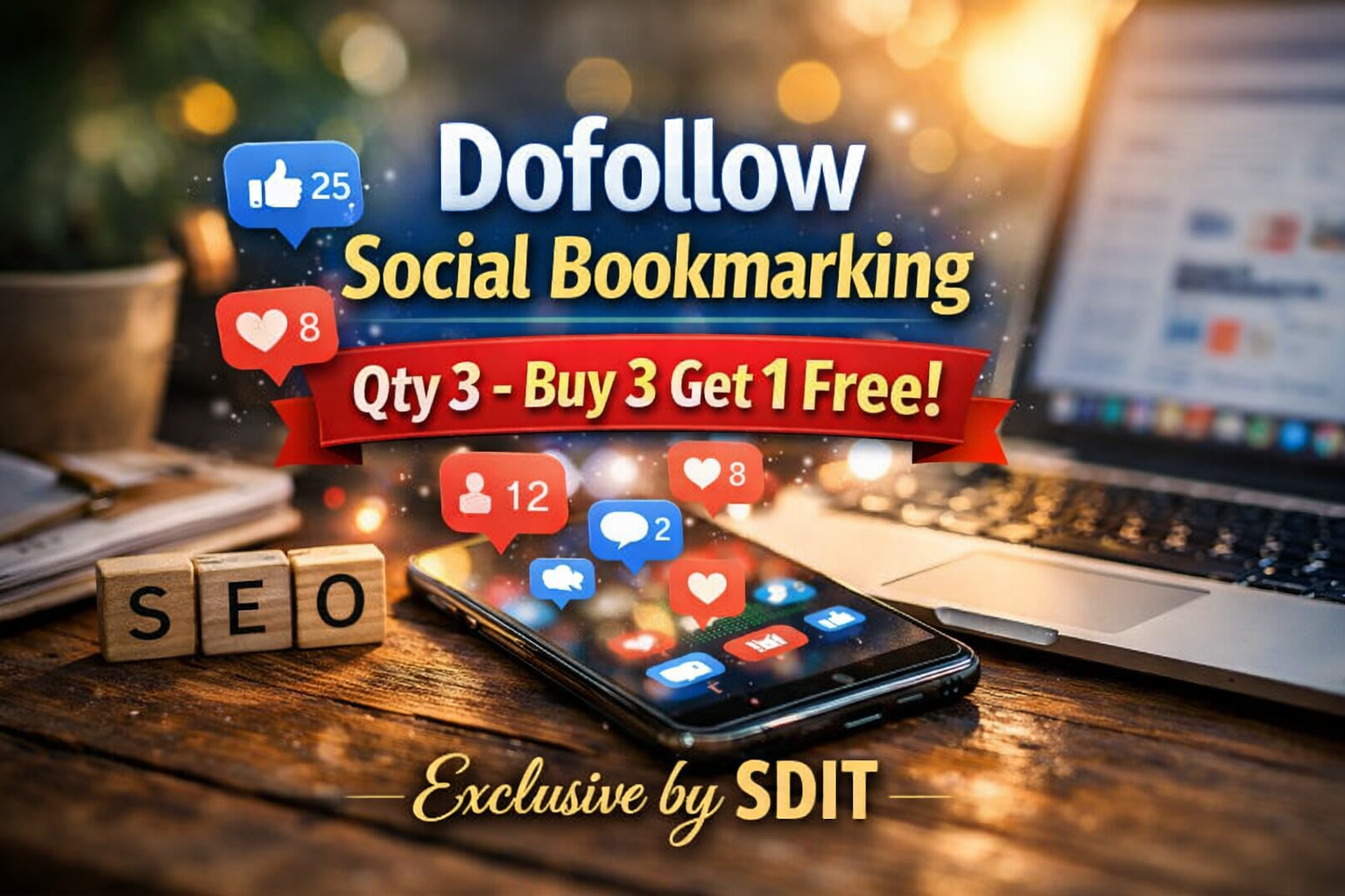 105 Dofollow Soocial Boookmarking - Qty 3 - Buy 3 Get 1 Free