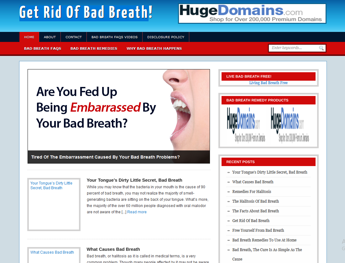 Get Rid Of Bad Breath wordpress website with tips and triks