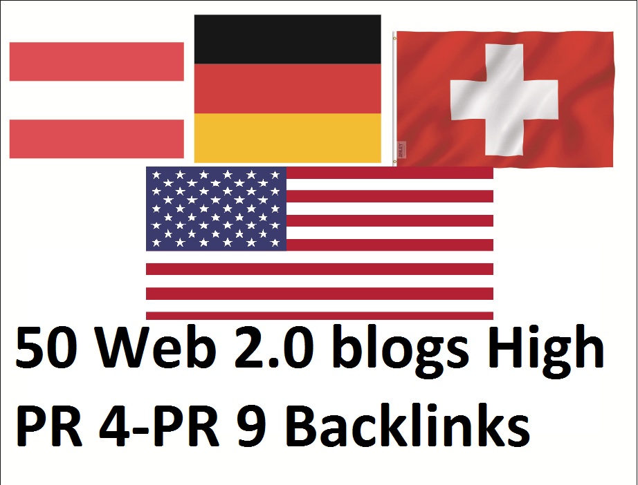 Get 50 Web 2.0 Blogs High Authorized Google Dominating USA, german, austria, switzerland Backlinks