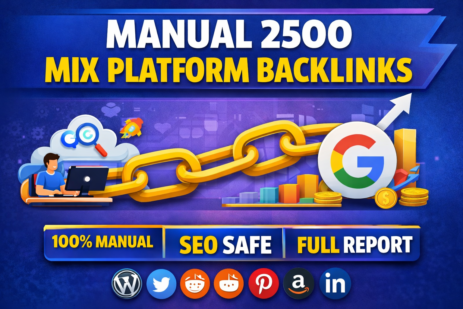 create manual powerful mixed 2500 platform backlinks for search engine ranking