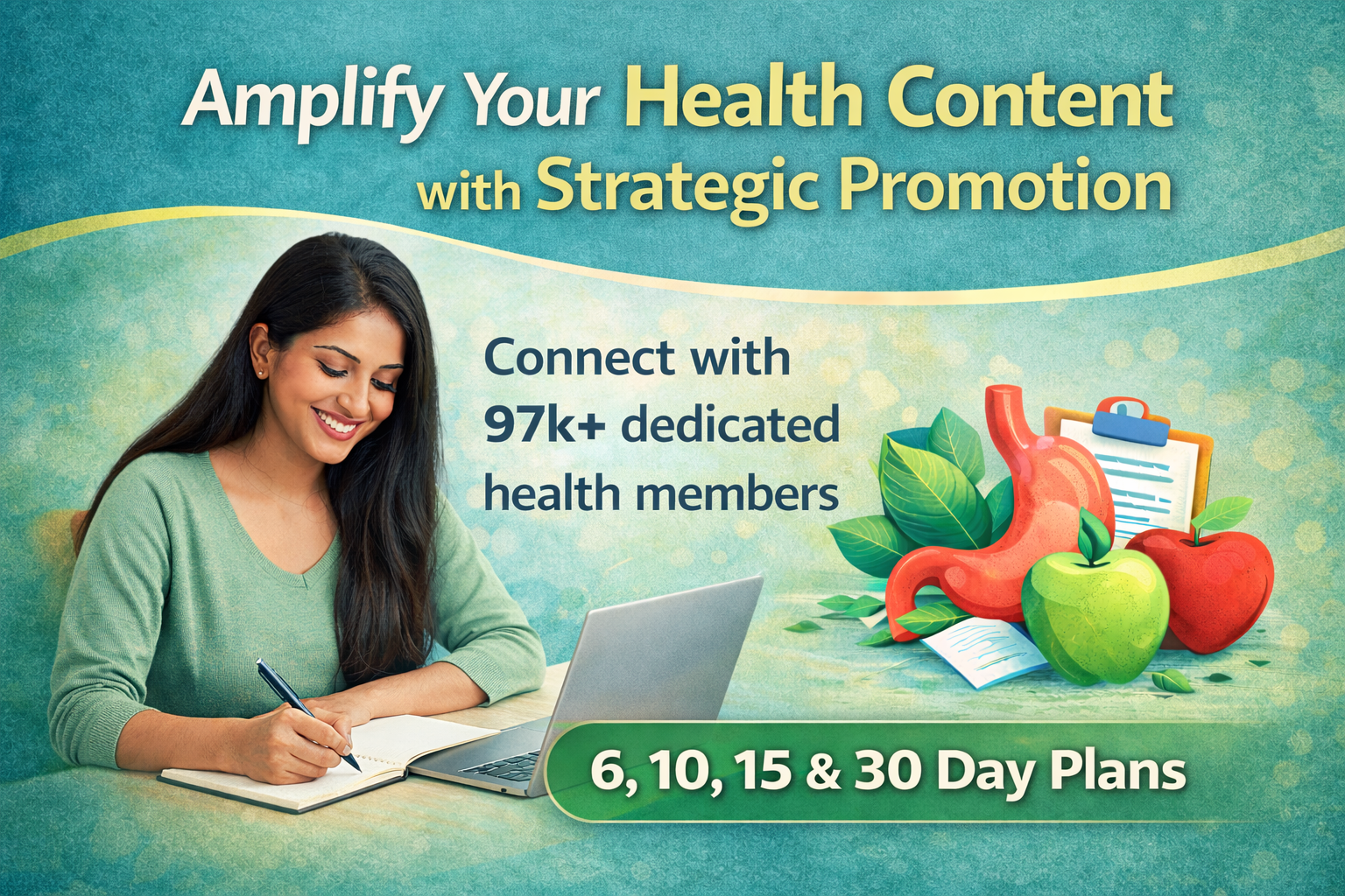 I will share your health and wellness related content with a targeted online audience