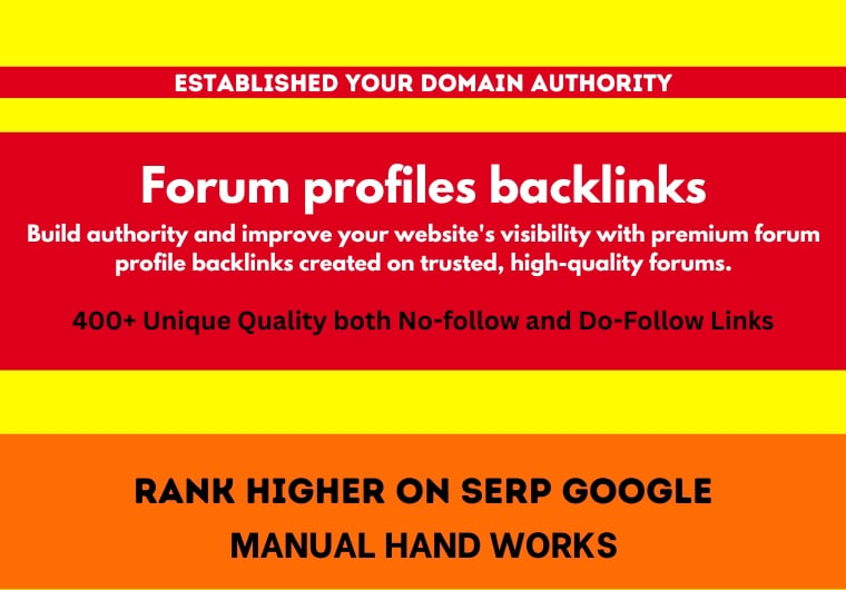 Create 400 High Quality SEO Forum profiles backlinks Backlinks