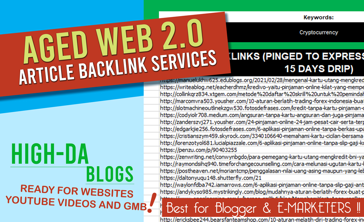I Will Create 200 Web 2.0 Aged PBN Backlink Articles
