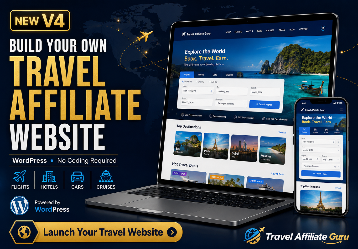 Travel Affiliate WordPress Theme with Hotel & Flight Search &ndash; V4