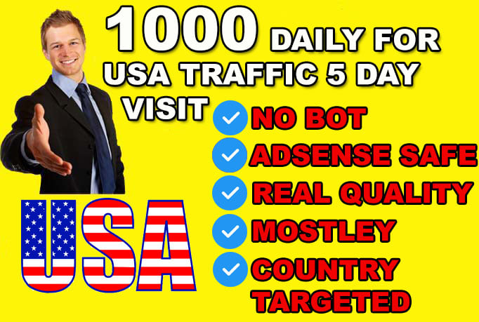 I will send 1000 daily USA website visitors for 5 days &ndash; real targeted traffic