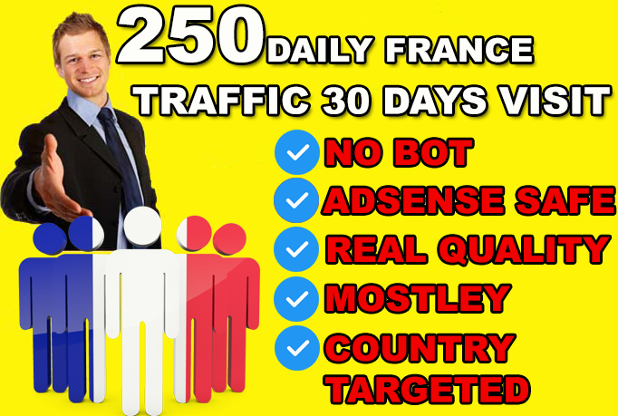 250 Daily France Website Visitors &ndash; 30 Days