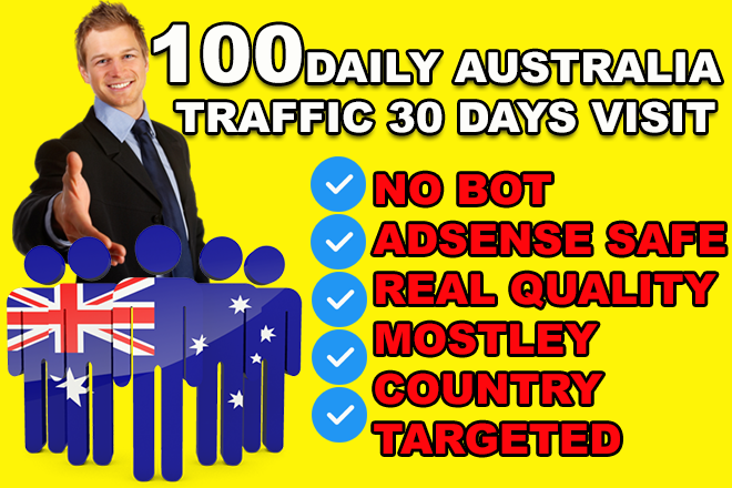 Get 100 Daily Australian Website Visitors for 30 Days Real Traffic