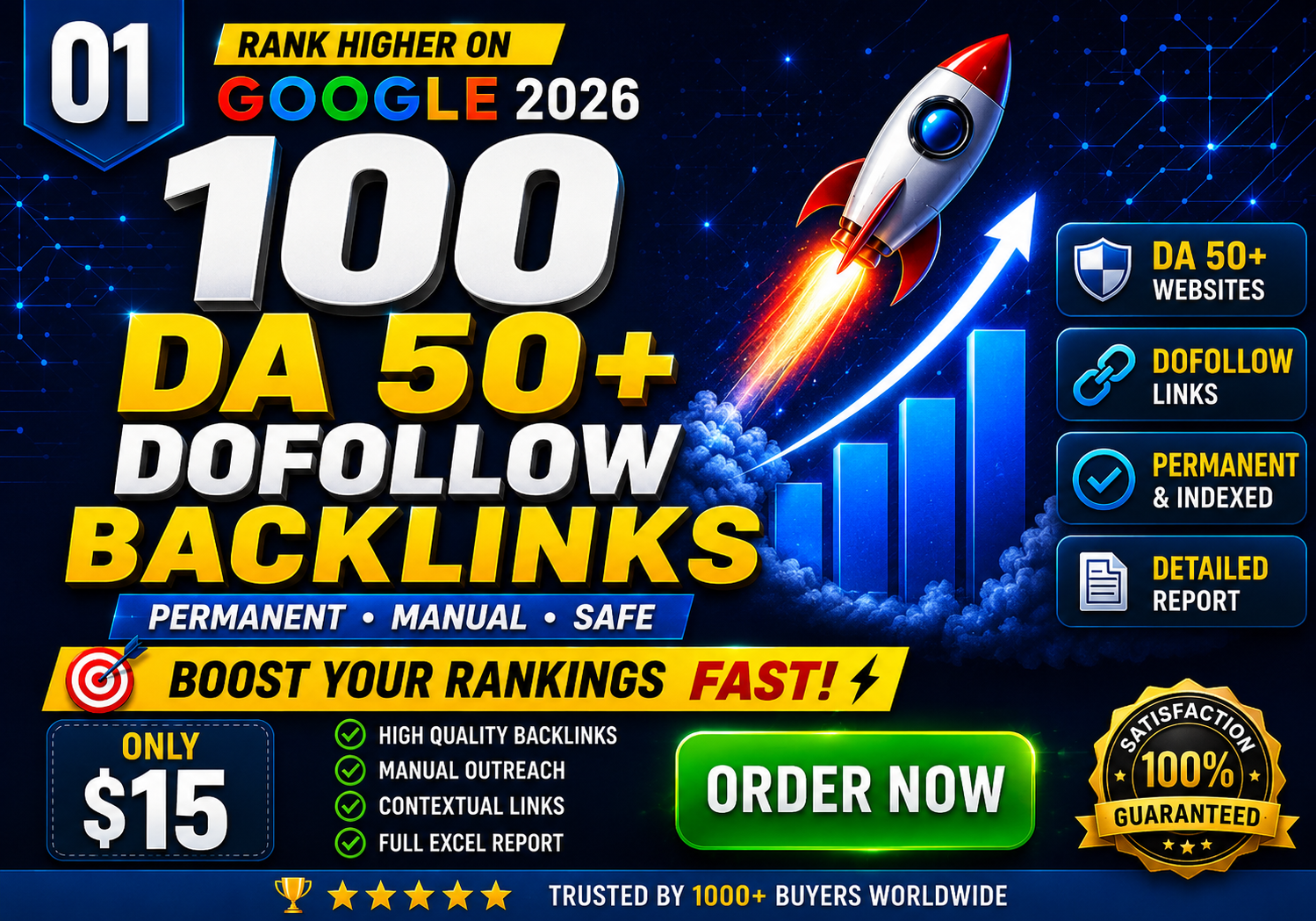 100 DA50+ DoFollow Permanent Backlinks for Google Ran...