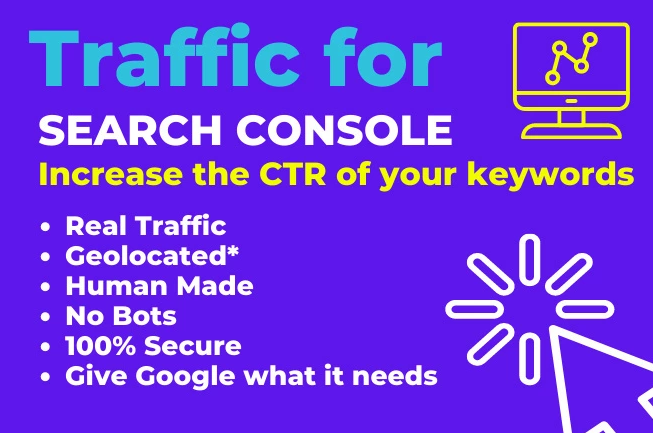 30 Days Unlimited Real traffic for Search Console increases the CTR of your keywords