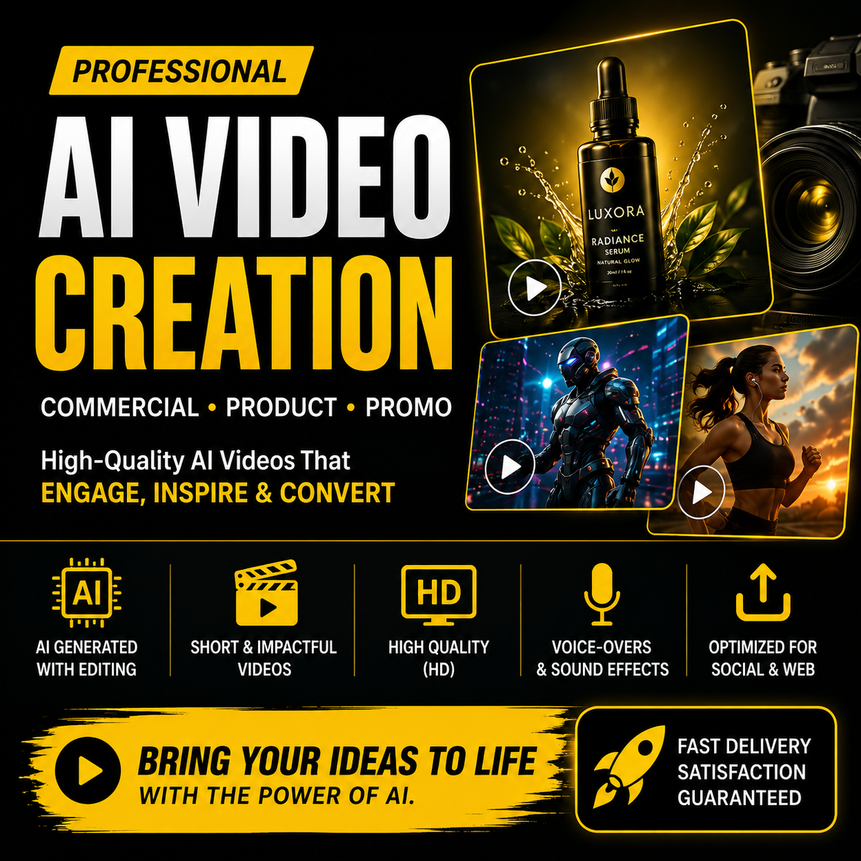 I Will Create ai Commercial, ai Product, ai Promo Video, for Your Business, Website