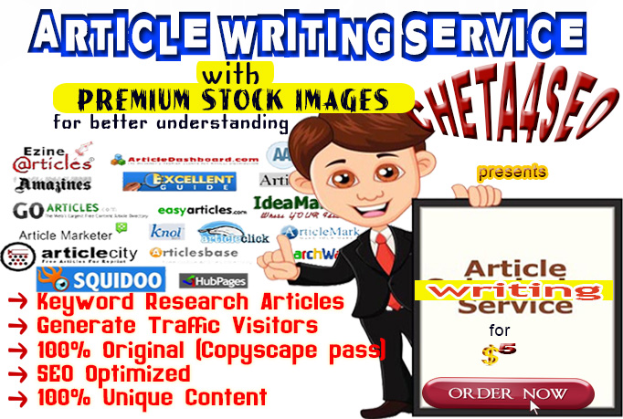 1000 Words ARTICLE Content Writing (with PREMIUM STOCK IMAGES for Better Illustration) on any TOPIC