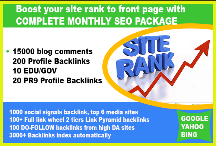 Increase your site RANKING with 19430 Links COMPLETE MONTHLY SEO PACKAGE 