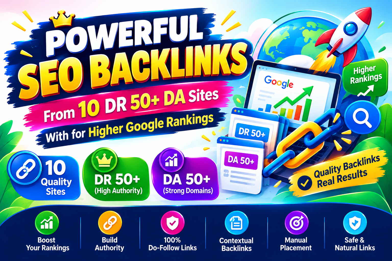 10 Powerful SEO Backlinks From DR 60+ DA Sites With for Higher Google Rankings