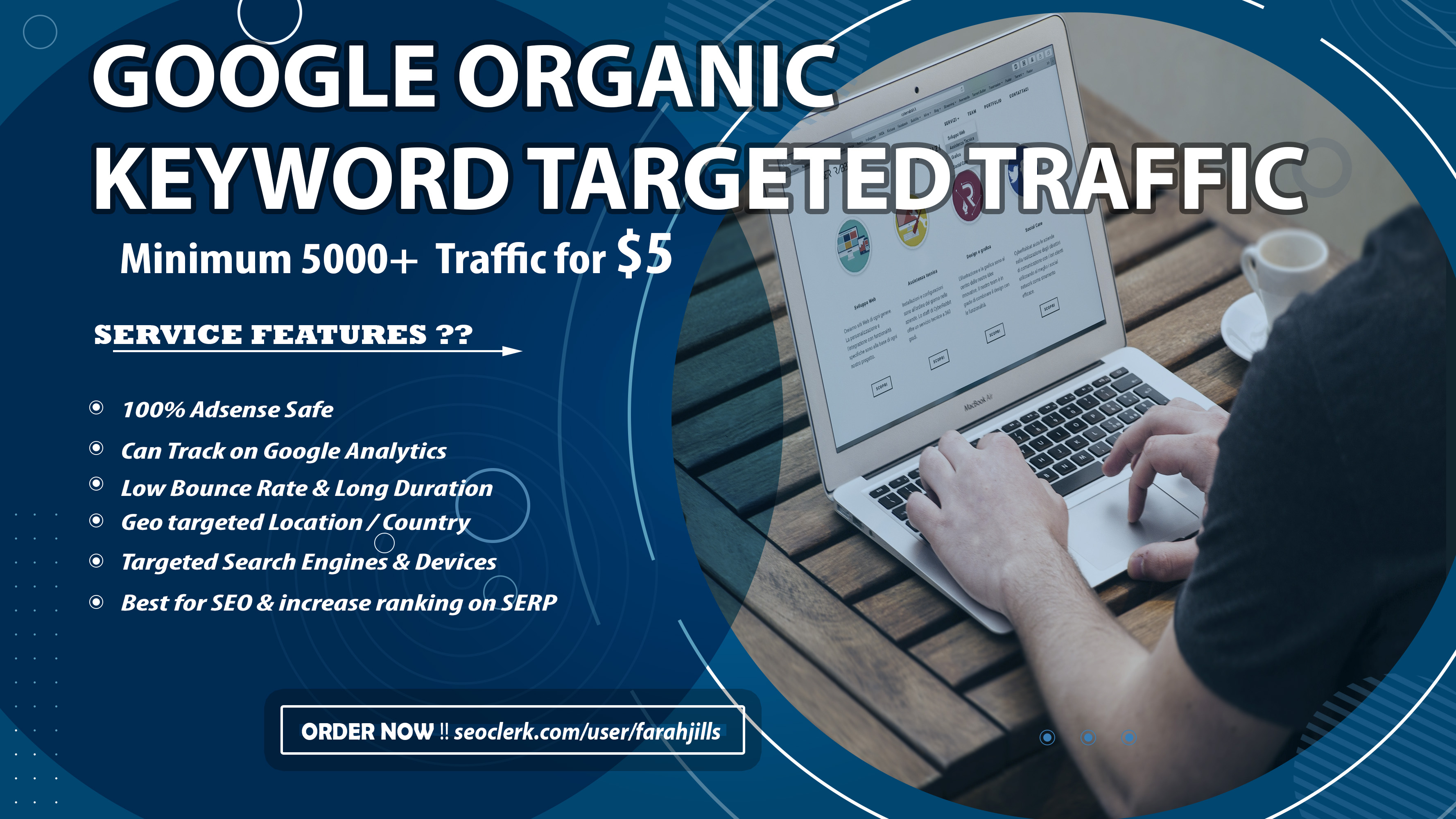 5K Keyword Targeted Google Organic Web TRAFFIC