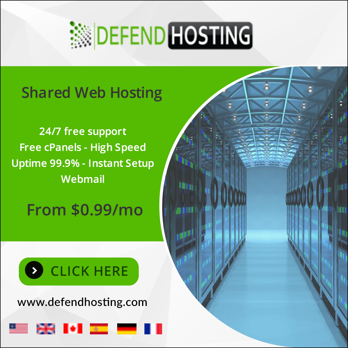 Annual plan website hosting with cPanel. $9 for 12 months