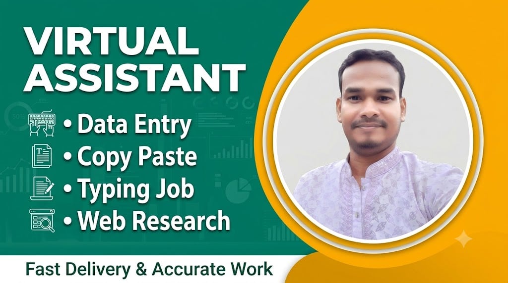 I will do accurate data entry, copy paste, typing and web research as your virtual assistant