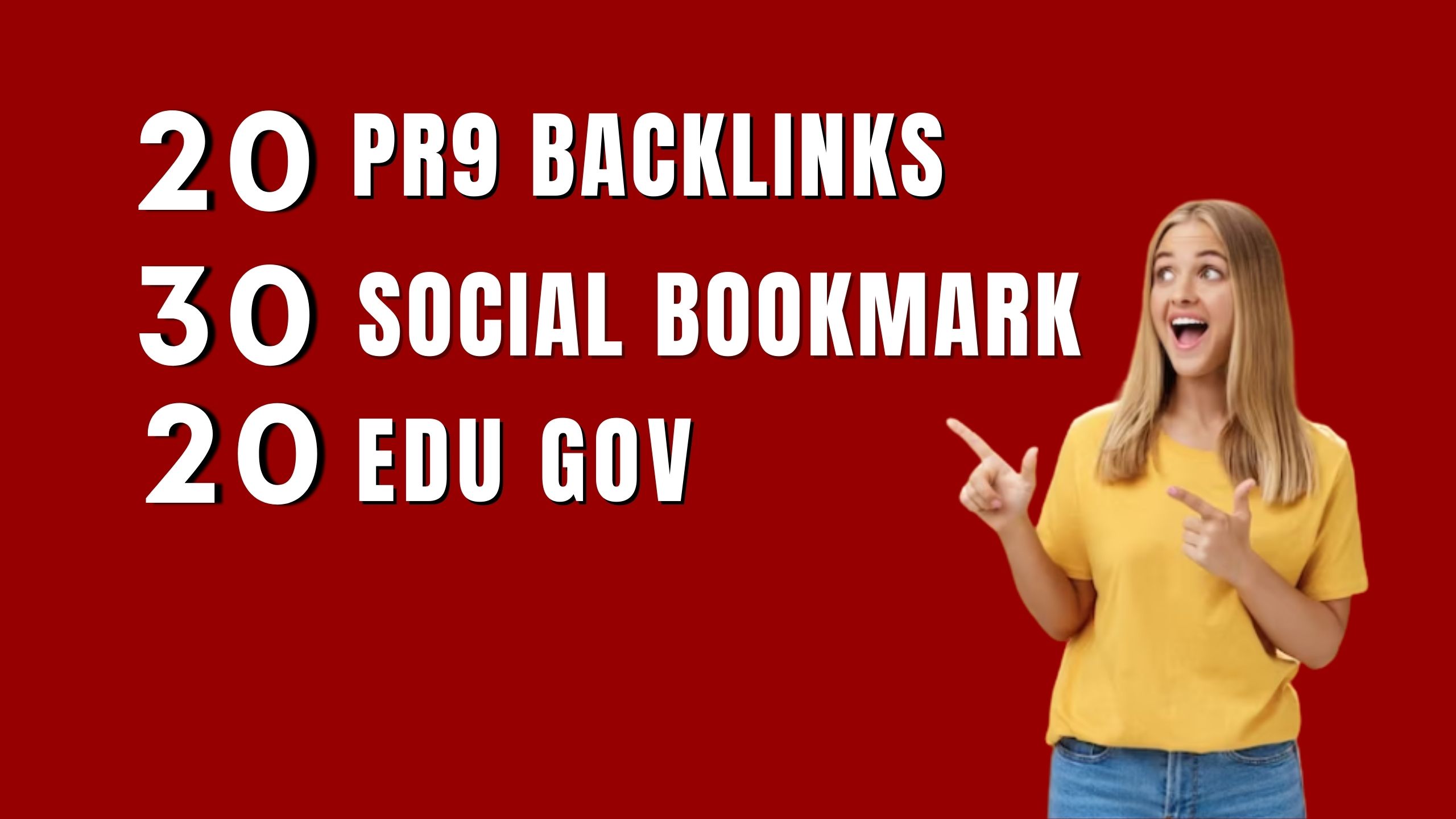 20 Edu,Gov 20 Pr9 profile backlink 30 high DA Social-Bookmark
