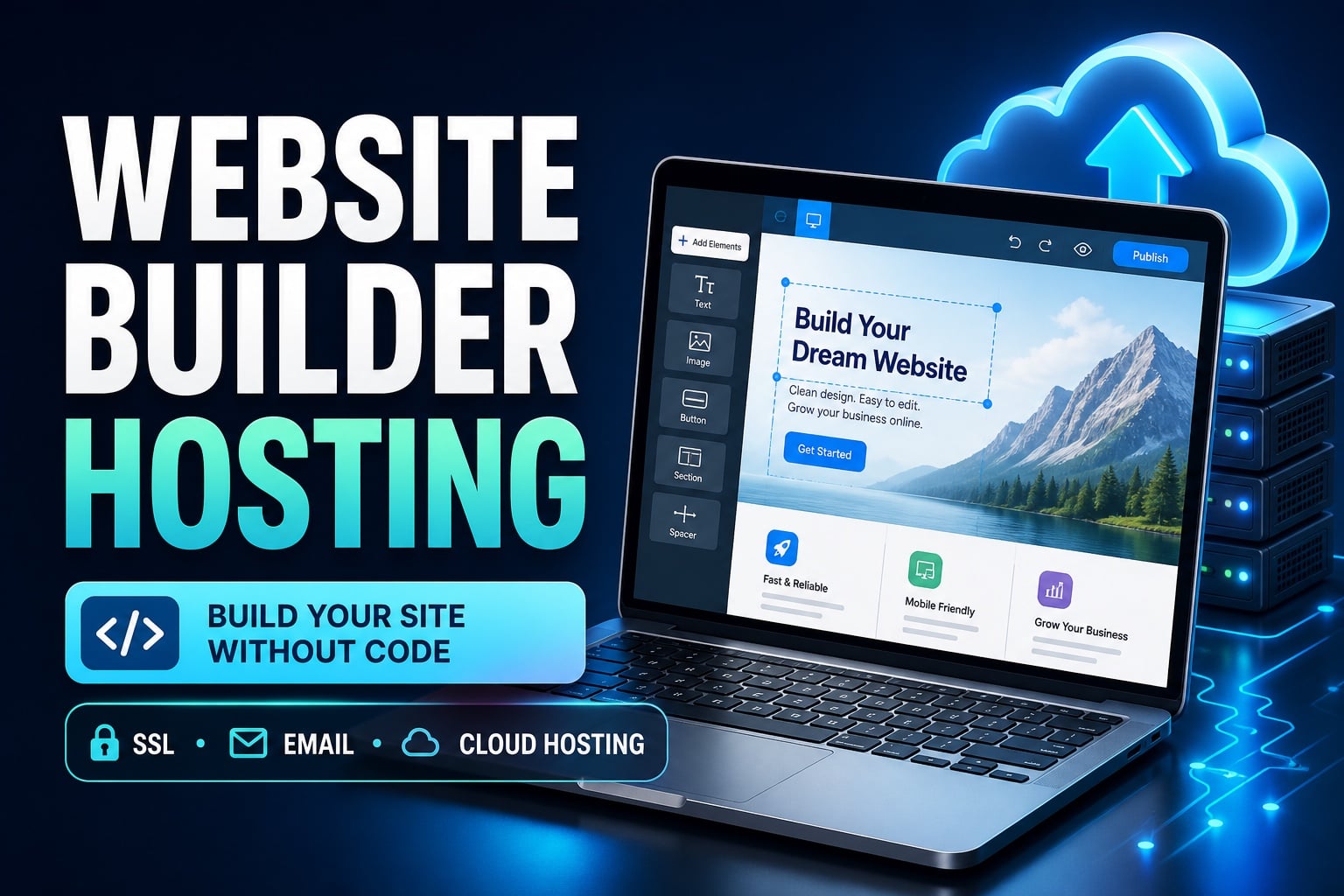 I will provide monthly website builder hosting with SSL and email