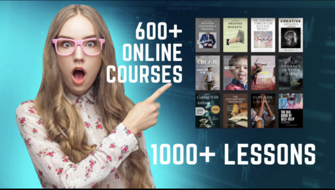 Over 600 online courses 1000 lessons on many topics With ebooks, audiobooks