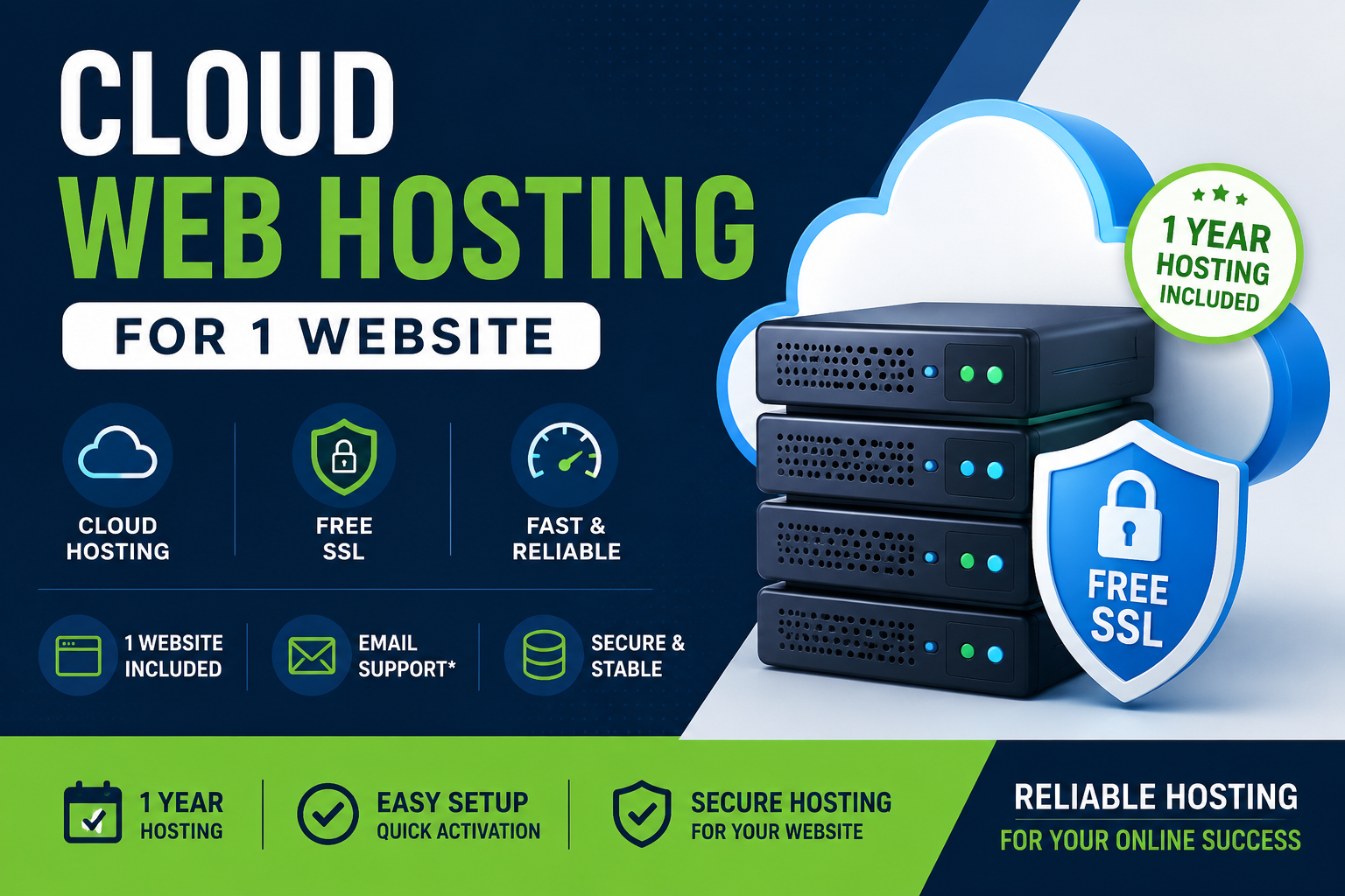 I Will Provide 1 year Cloud Web Hosting with Free SSL for 1 Website