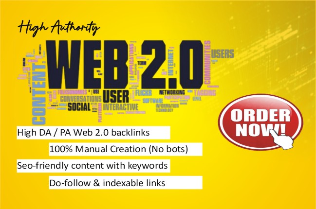 I will create 20 powerful Web 2.0 backlinks on high authority platforms
