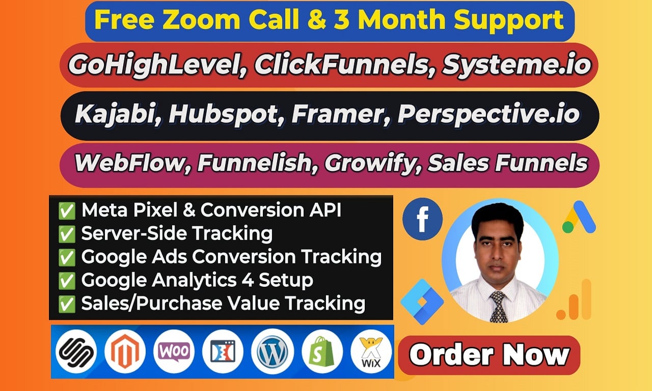 Fix or Setup Meta Pixel, Tiktok Pixel, GA4, Google ads Tracking For GoHighLevel, ClickFunnels