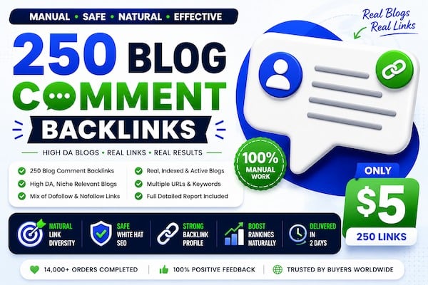 Will Post 250 High DA BIog Comments Backlinks for SEO Link Diversity