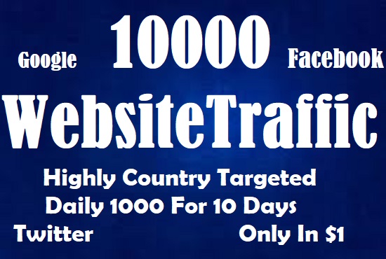 10000 Real Active Country Targeted Website Traffic For 10 Days