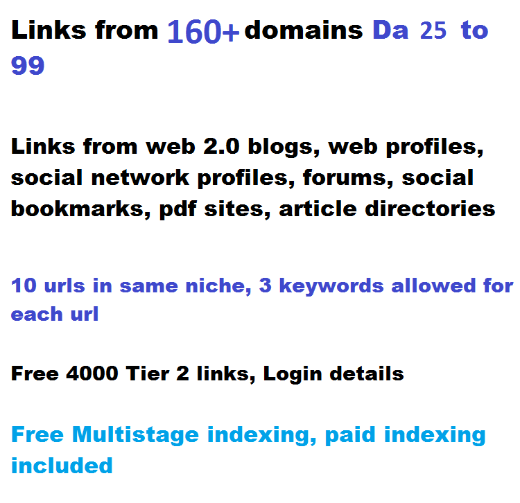 270+ High Authority links, DA 45 to 99, 2 tiered from 160 domains seo link building service