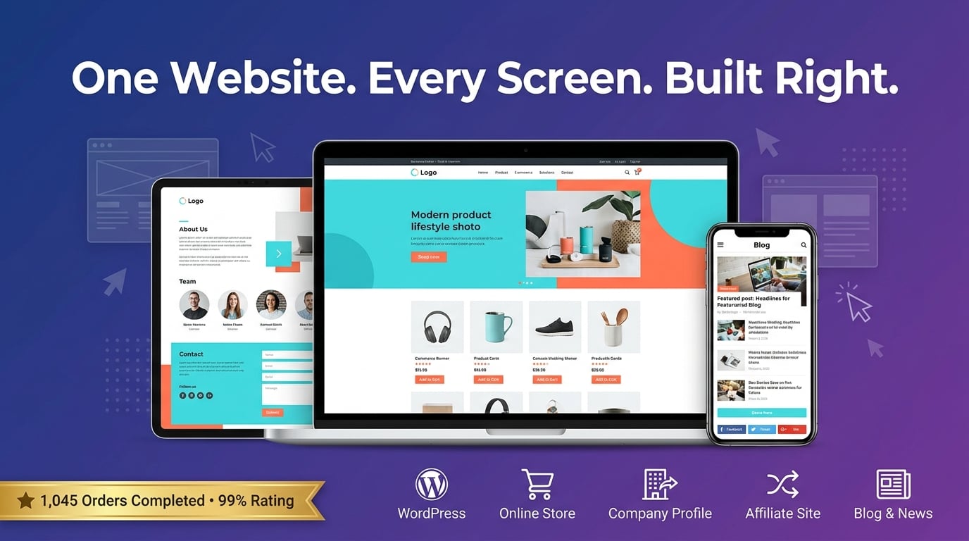 Build & Design Website Affiliate, WordPress Themes Custom, Online Store, Company Profile, News, Blog