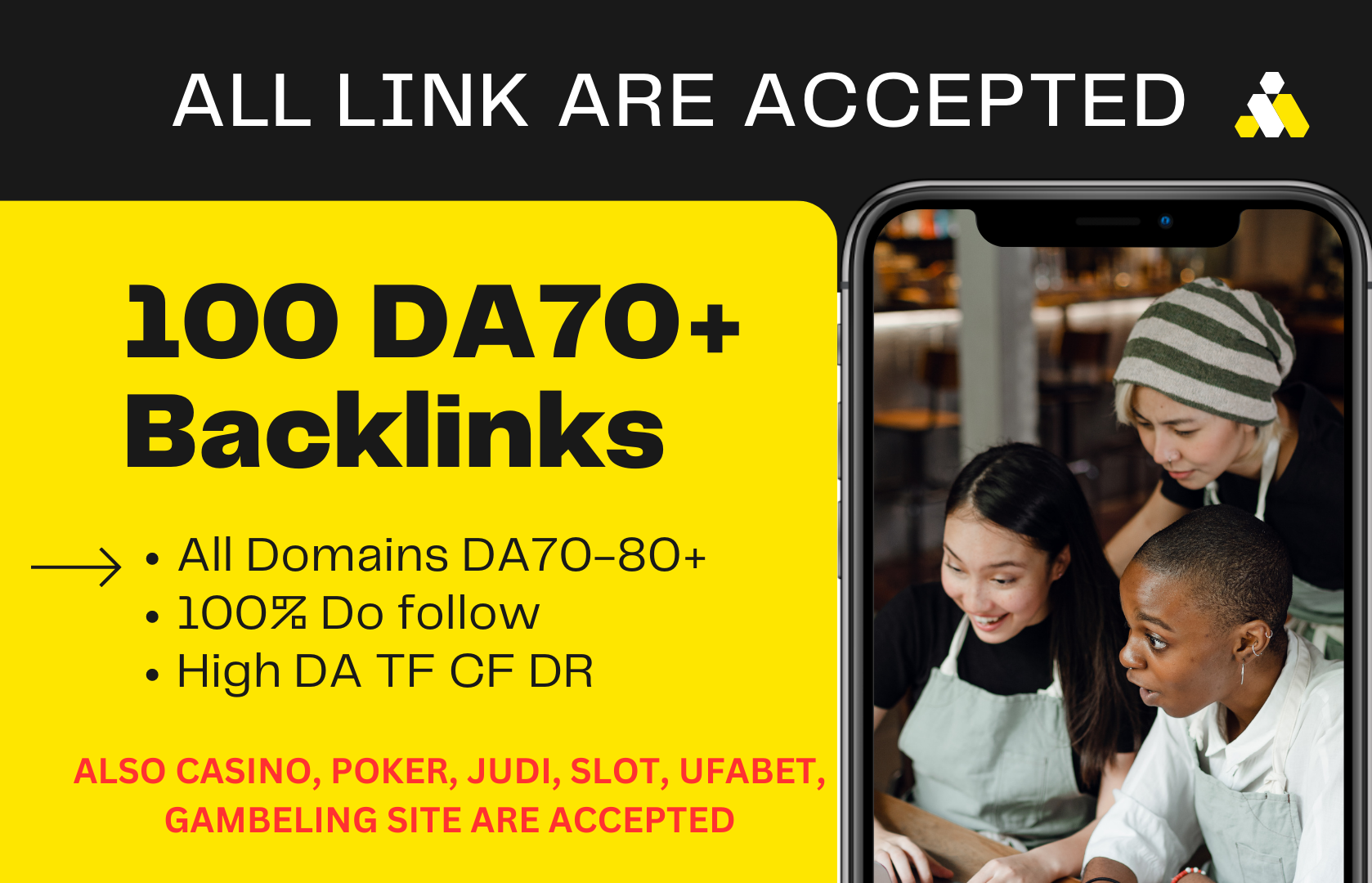 You will get 100 DA70+ Dofollow SEO backlinks (ALL LINK ACCEPTED)