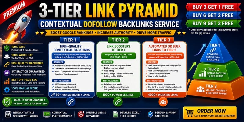 Get 2026 Updated 3-Tier Link Pyramid Strategy Backlinks Service to Boost Your Website Rank