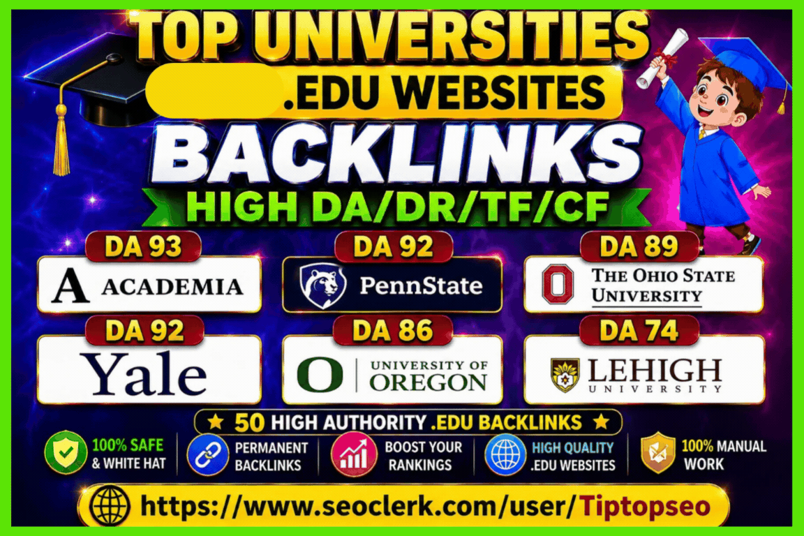 Top 20 Authority UNI/College/org/Note/book backlinks high DA/PA/TF/CF Comment/Contextual & profile
