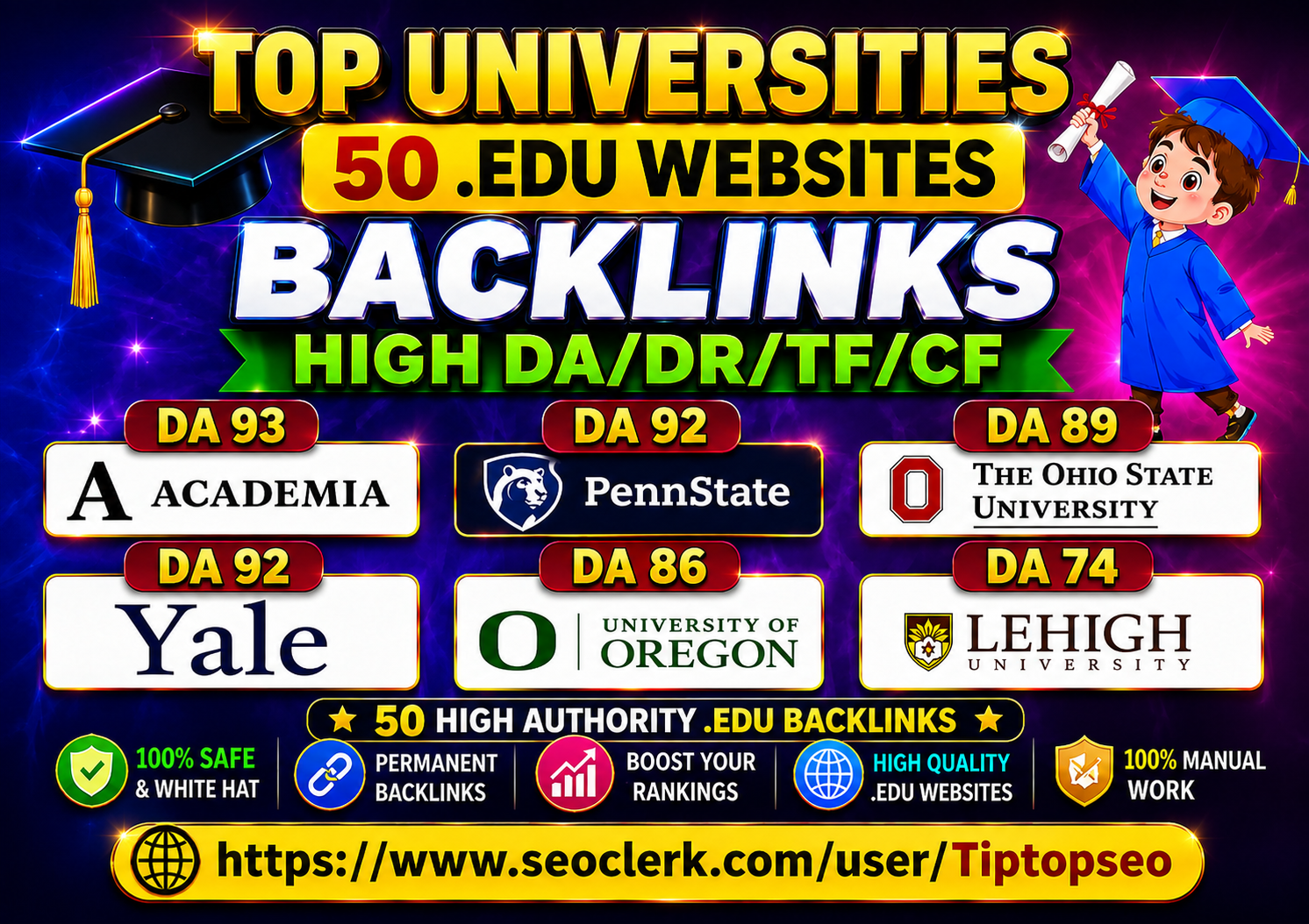 Top 50 Authority UNI/College/org/Note/book backlinks high DA/PA/TF/CF Comment/Contextual & profile