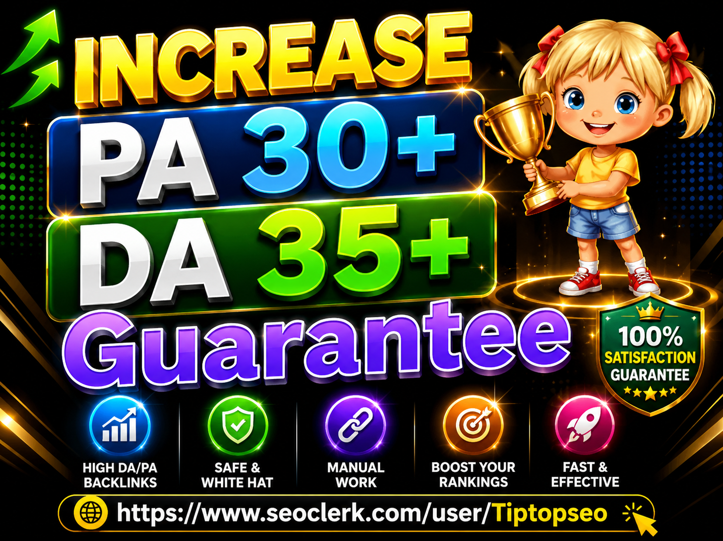 I will increase DA of your websites PA 30+ and DA 35+ domain authority Guaranteed
