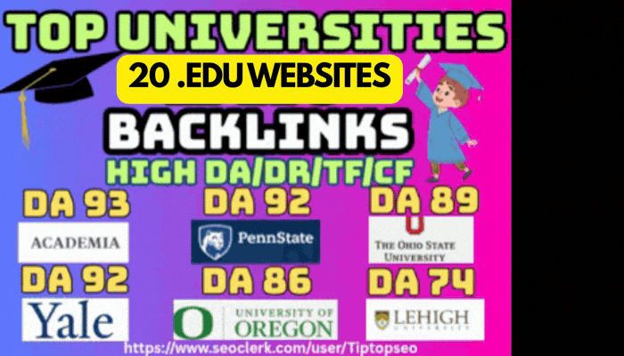 Get 20 Authority UNI/College backlinks high DA/PA/TF/CF comment and profile mix