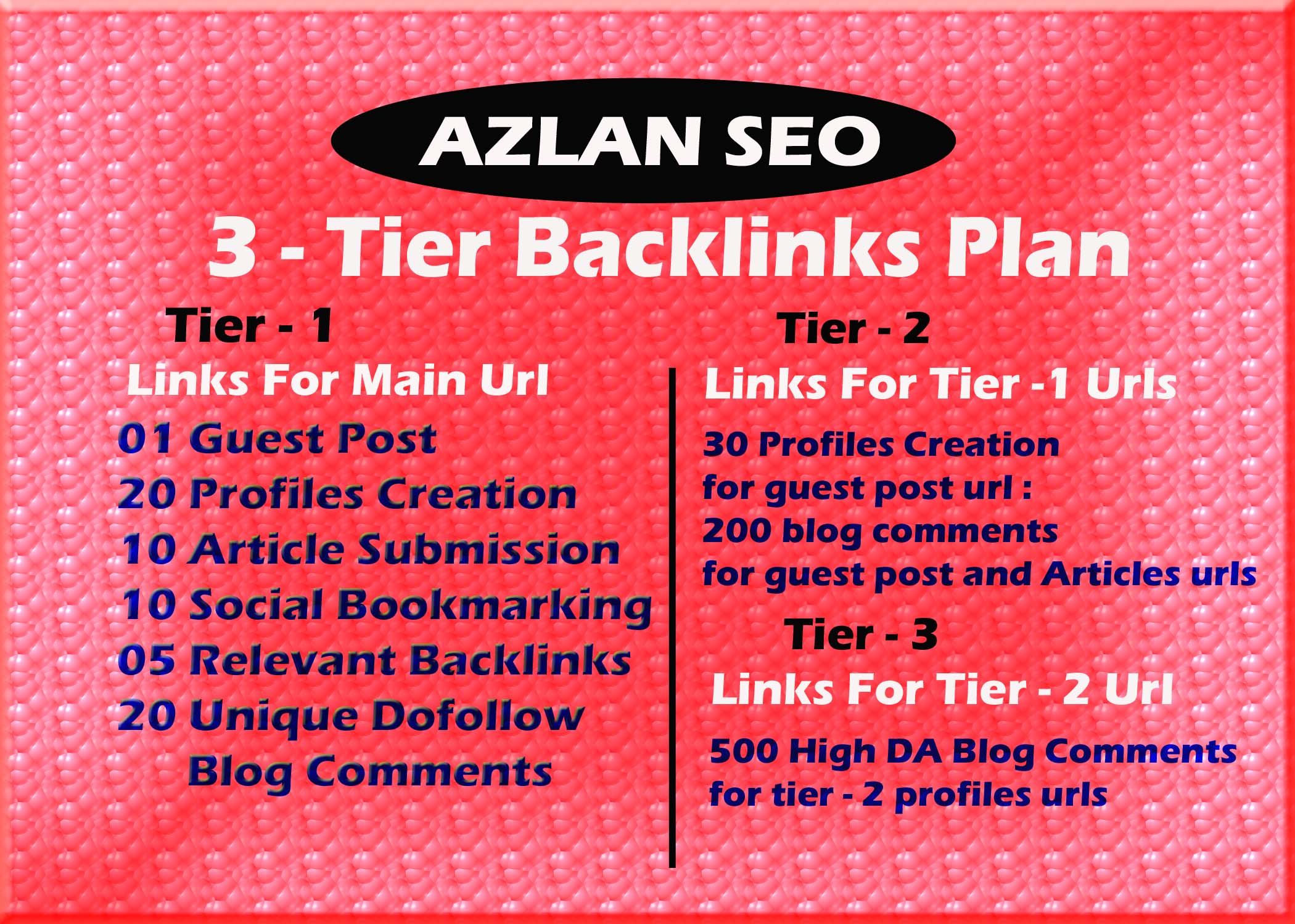 Provide Supreme 3 tier backlinks sky rocket package