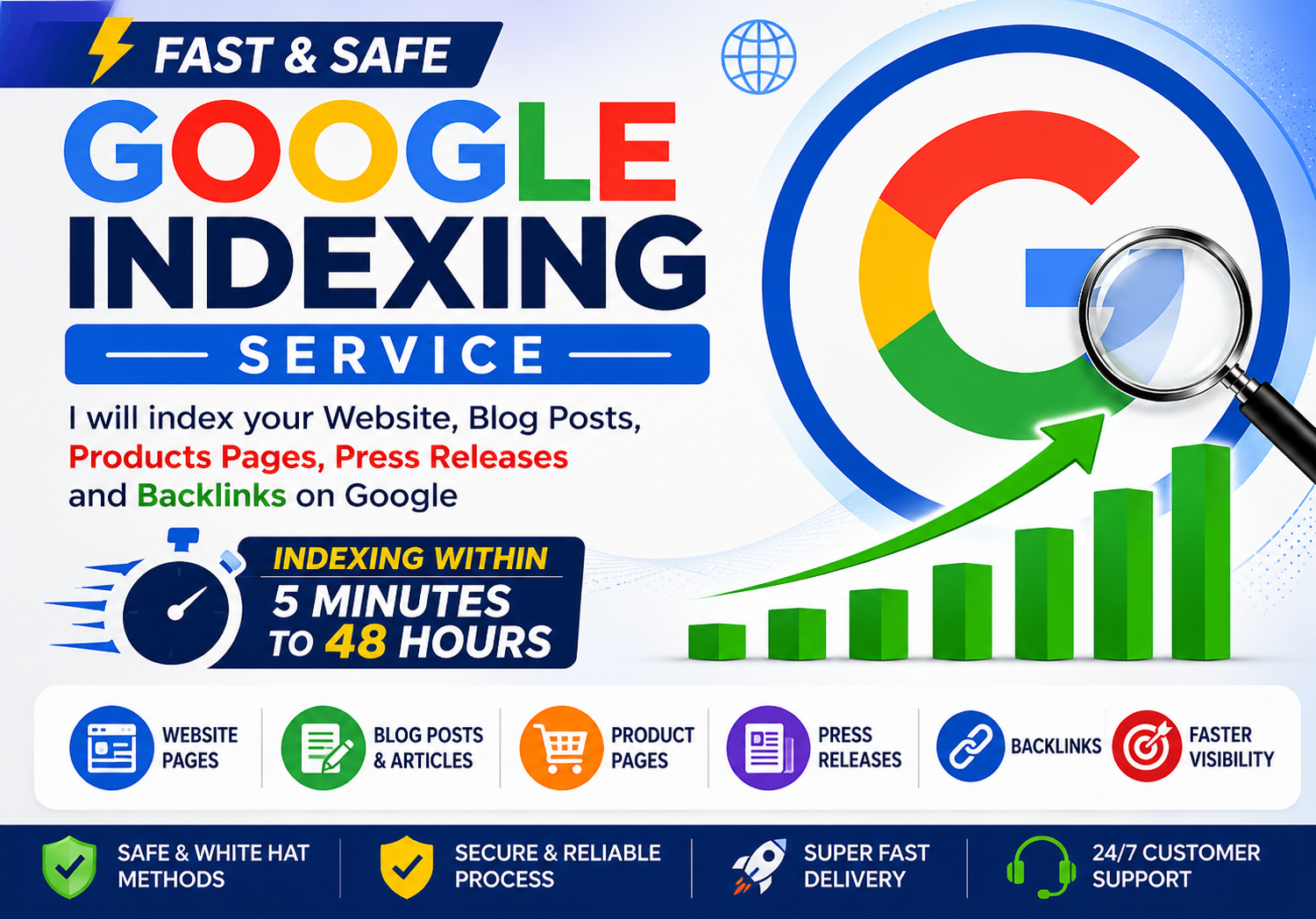 I will do Google indexing for websites, products, URLs and backlinks