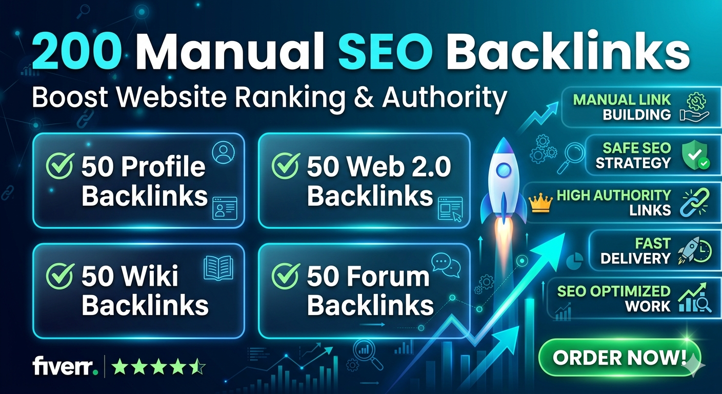 I will build 200 powerful manual SEO backlinks for website ranking and authority