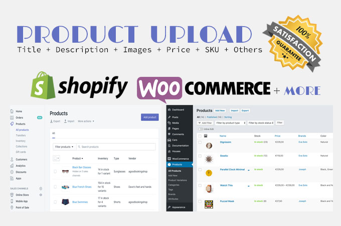 upload products data entry research to any website like woocommerce, shopify, amazon
