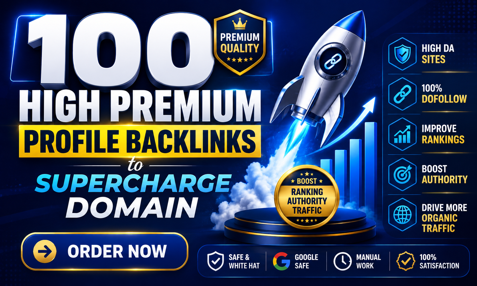 100 High Premium Profile Backlinks - SUPERCHARGE Domain, Boost SERP Up To 100 Percent