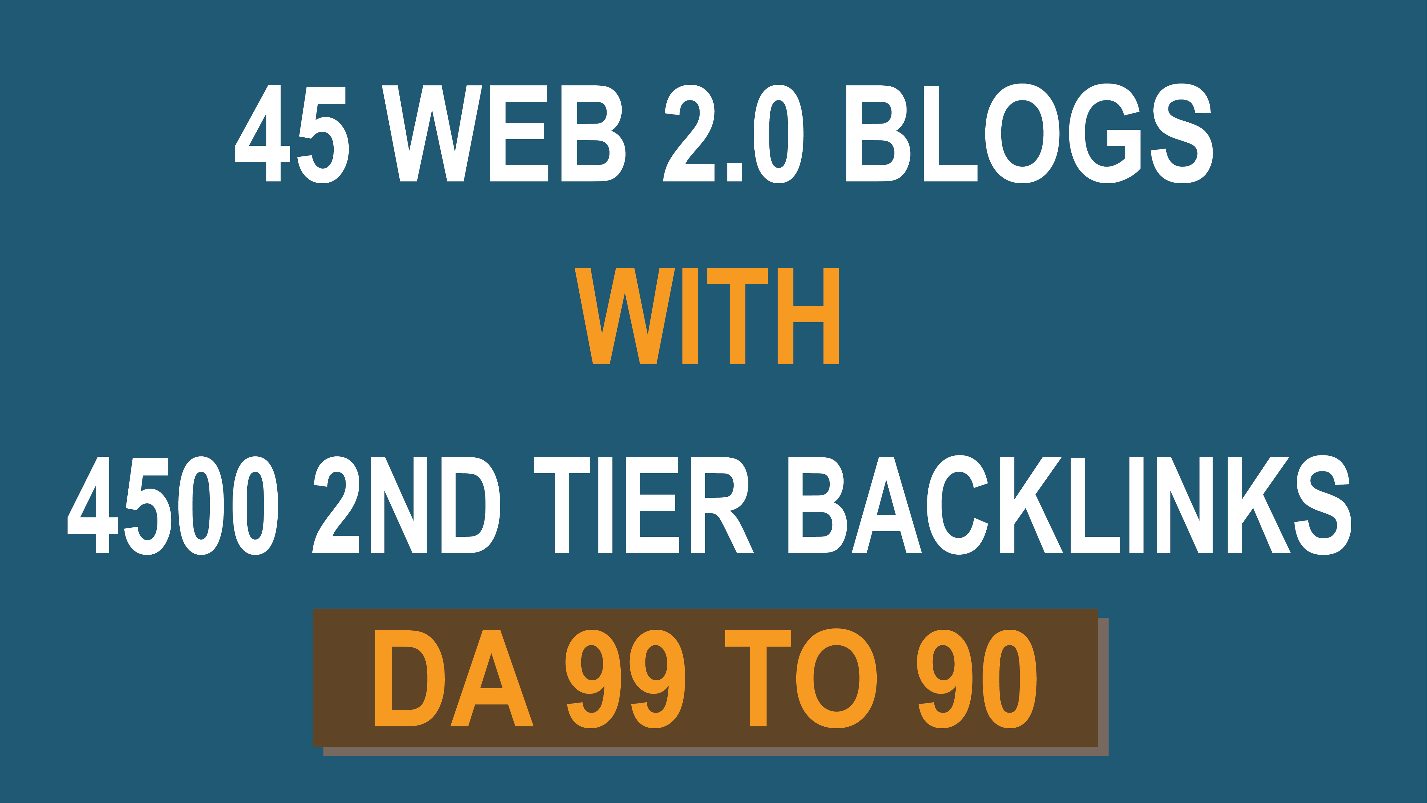 2023 Powerful 45 Web 2.0 Blogs With 4500 2nd Tier Backlinks DA 99 to 90