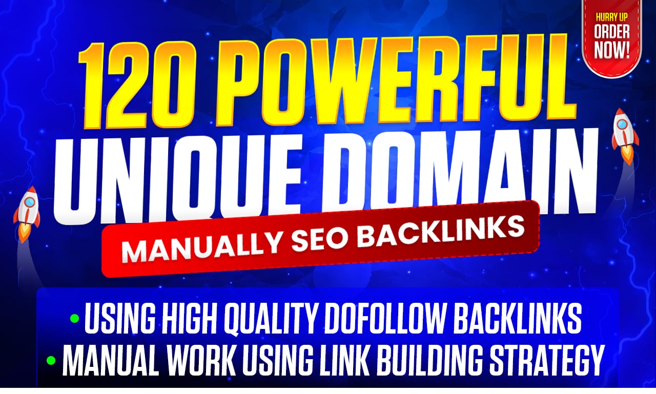 Ranking Manually with 120 Powerful Unique Domain High Authority SEO Backlinks DA/DR 90