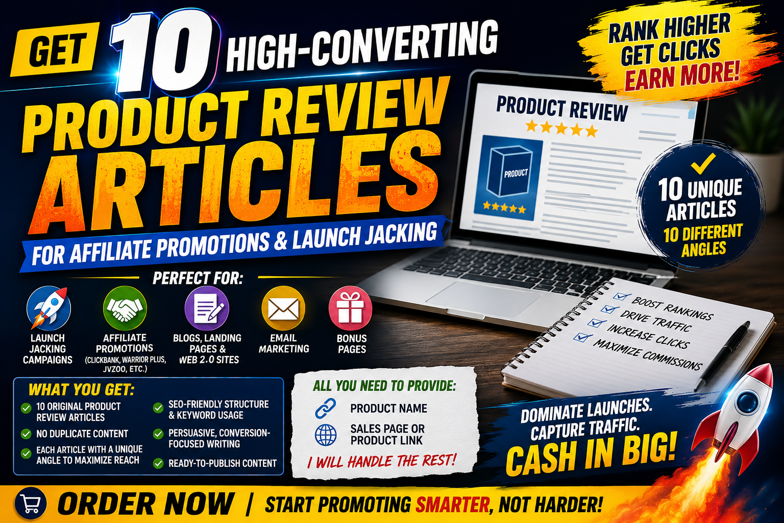 Get 10 High-Converting Product Review Articles for Affiliate Promotions & Launch Jacking
