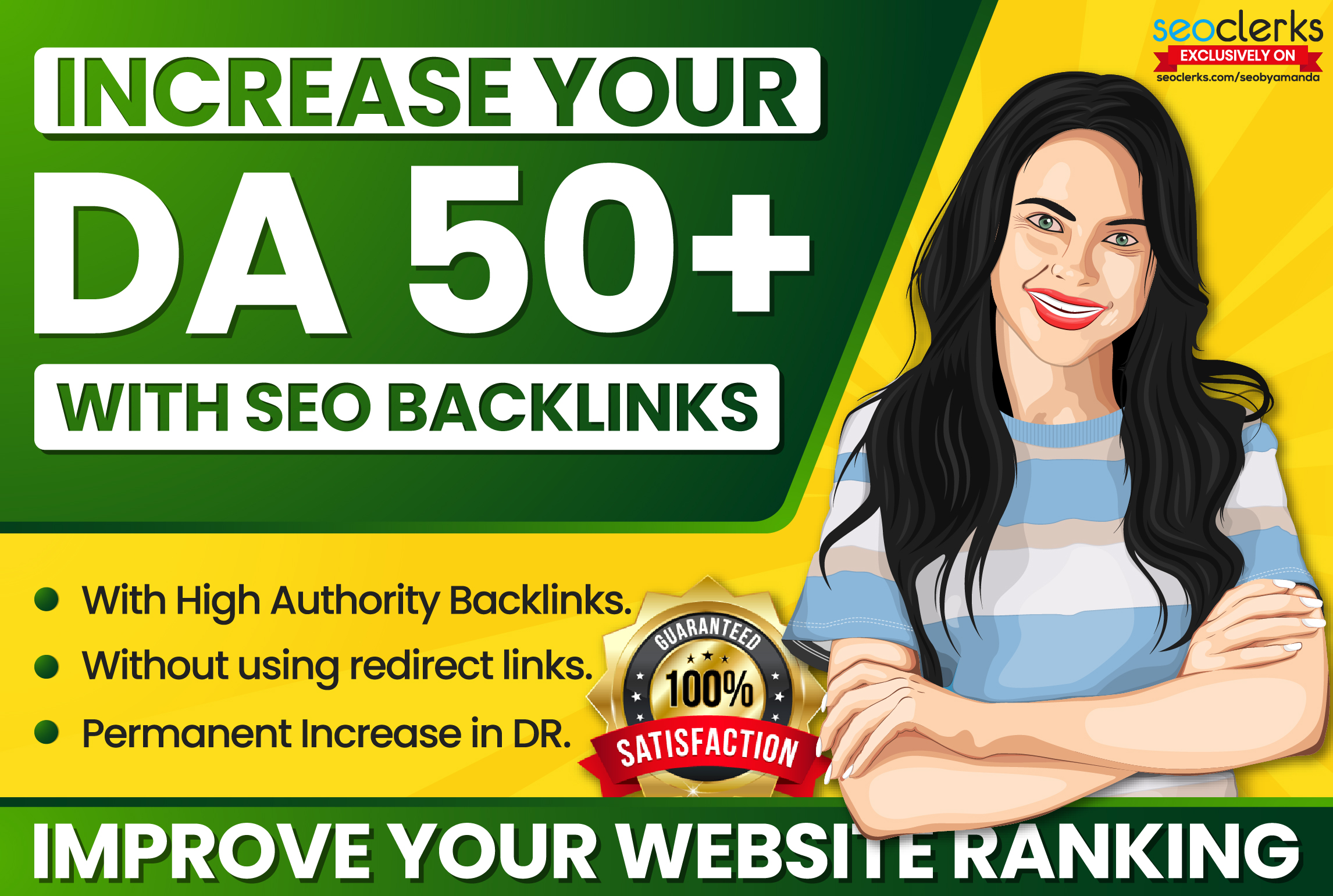 Increase Domain Authority MOZ DA 50 with High Quality Backlinks