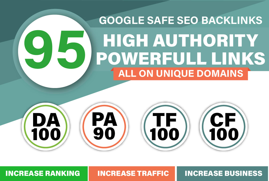 95 UNIQUE Domain Hand-Made SEO Backlinks on DA 100 Sites